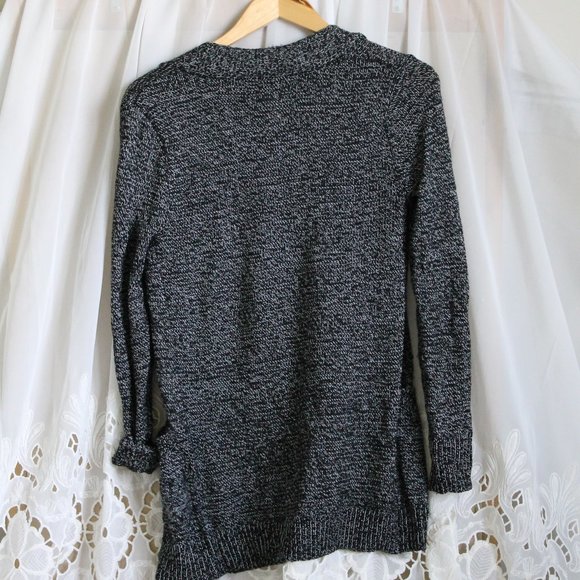 Mudd Marled Knit Black White Long Cardigan - Picture 2 of 3